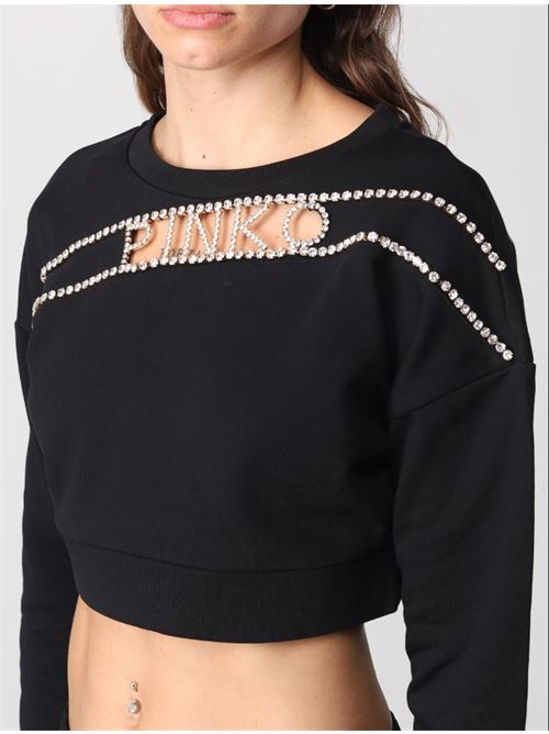 Rhinestone logo cropped sweatshirt Pinko | 101608-A12I.Z99